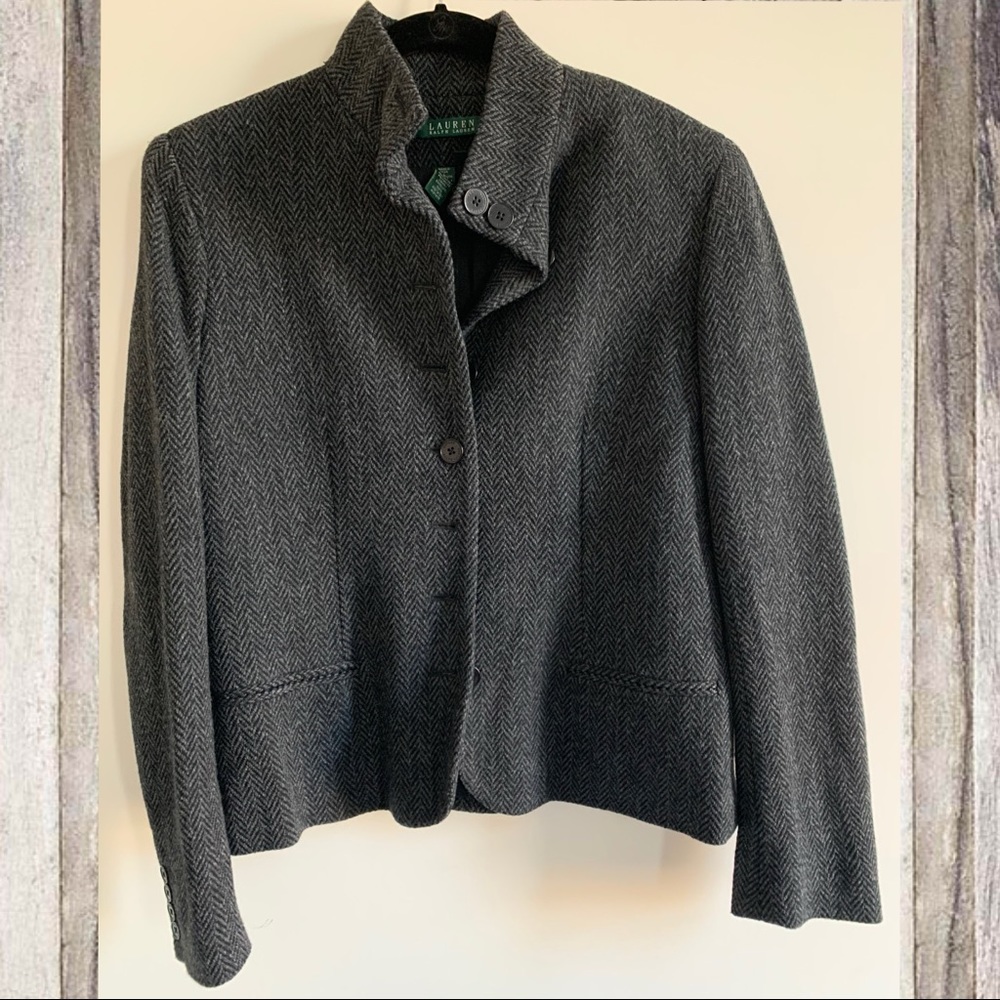 NWOT Lauren Ralph Lauren High Neck Tweed Jacket 10